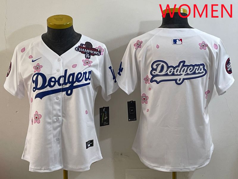Women Los Angeles Dodgers Blank White Sakura Edition 2025 Nike MLB Jersey style 14